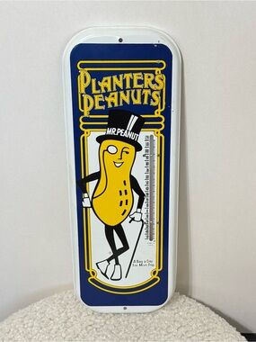 Vintage Metal Planters Peanuts Advertising Sign Thermometer RARE Mr Peanut